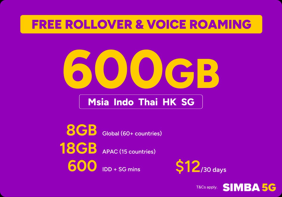 600GB plan with free rollover and voice roaming