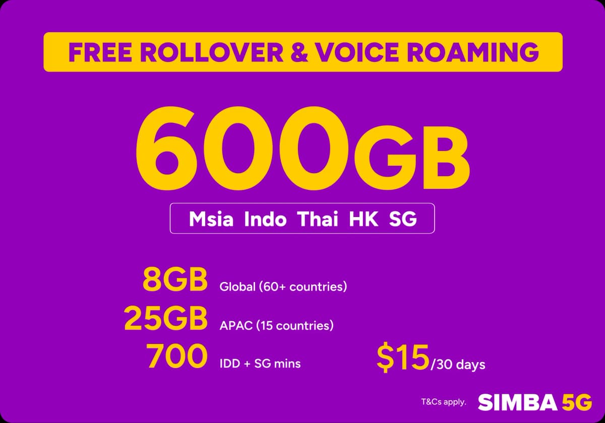 600GB plan with free rollover and voice roaming