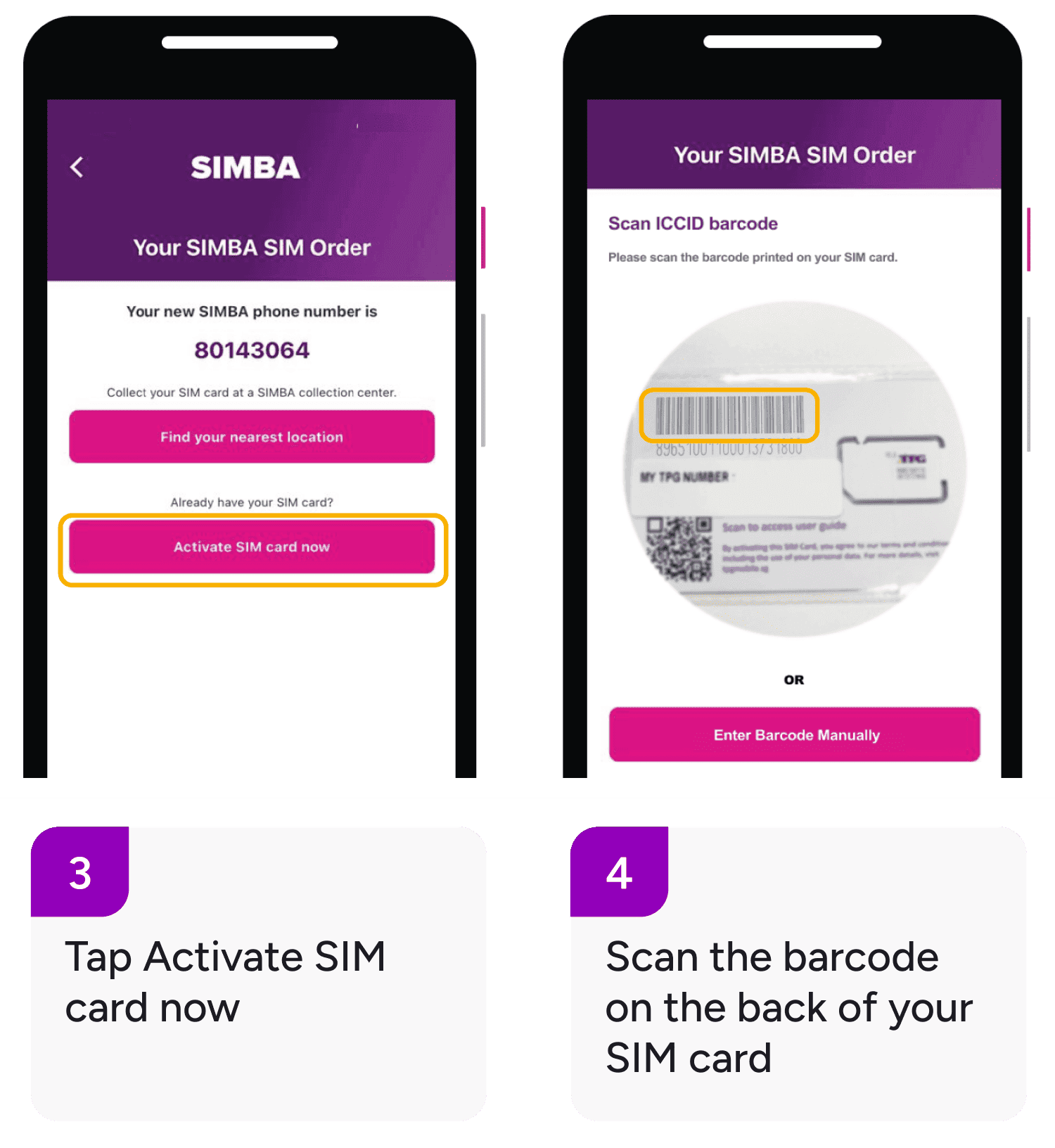 Activation steps 3 and 4