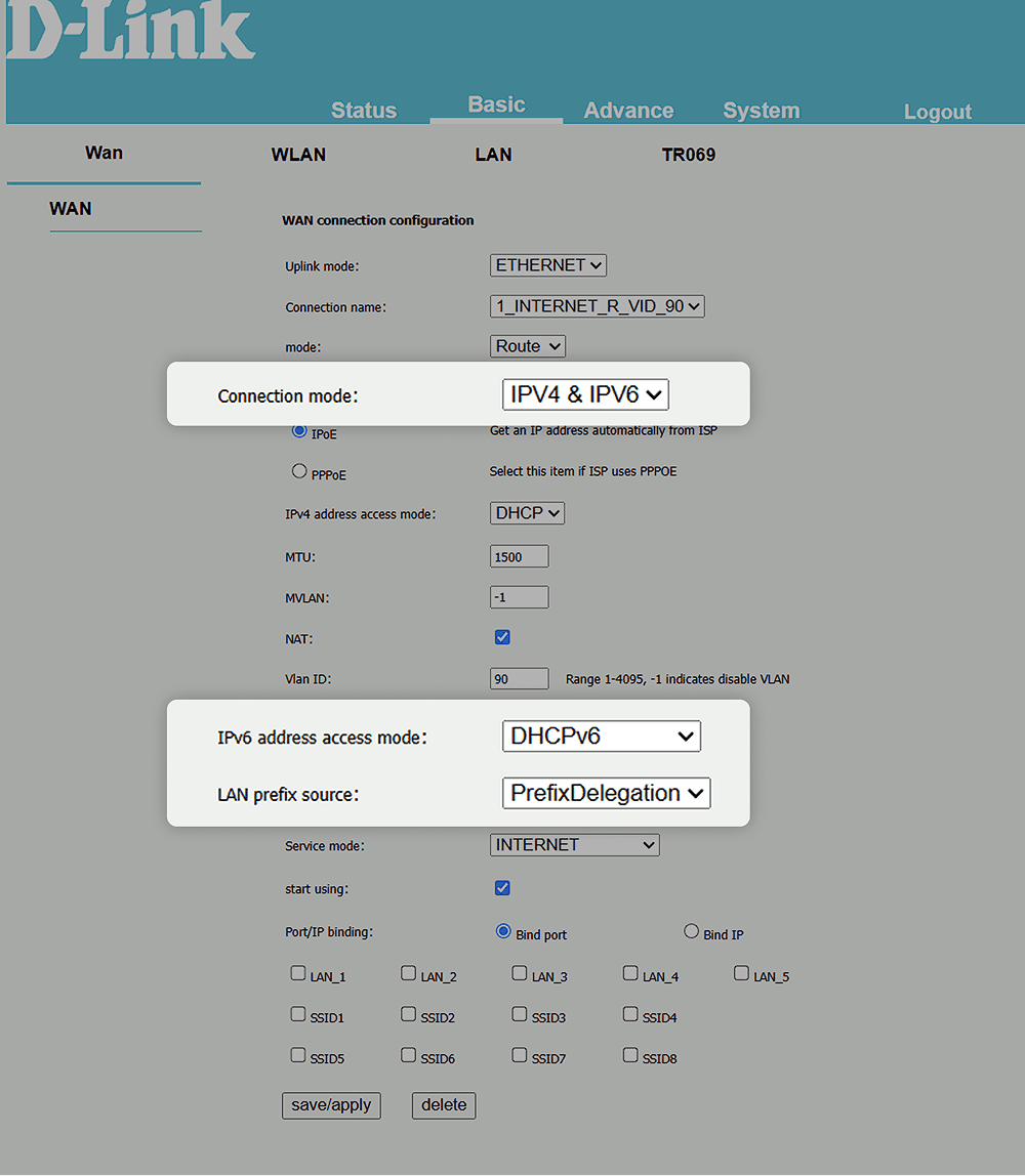 Router IPv6 setting