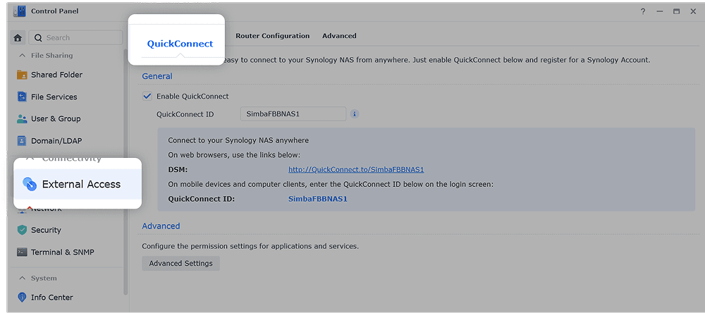 Synology QuickConnect setup