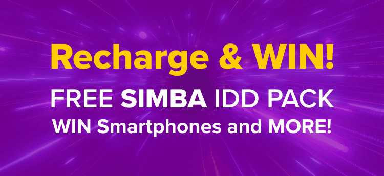 Recharge & WIN! FREE SIMBA IDD Pack, WIN Smartphones and MORE!