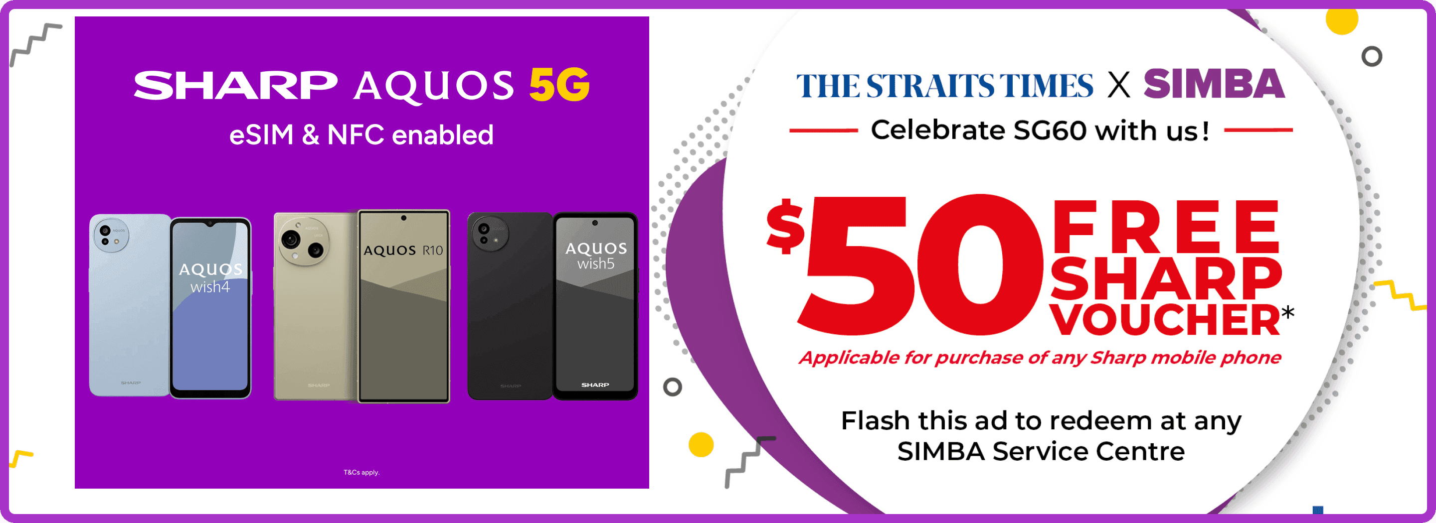 $50 FREE Sharp voucher applicable for purchase of any Sharp mobile phone
